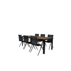 Bois matbord 205 * 90cm - svarta ben / akacia, alina matsalstol - svart Aluminium / svart textilene_6