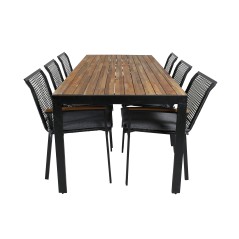 Bois Dining Table 205*90cm - Black Legs / Acacia, Dallas Dining Chair