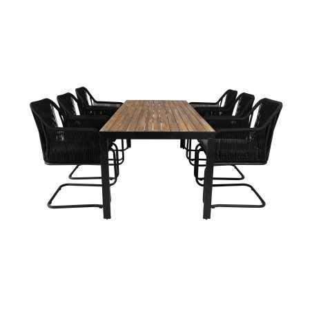 Bois Dining Table 205*90cm - Black Legs / Acacia, Lindos Carmstol epäonnistuneen mustan teräksen kanssa