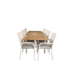 Panama Table 160/240 - White/Teak, Anna Chair - White_8