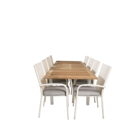 Panama Table 160/240 - White/Teak, Anna Chair - White_8