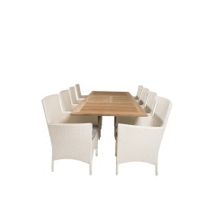 Panama Table 160/240 - White/Teak, Malin Karmstol med dyna - Vit / grå dyna_8