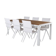 Bois Dining table 205*90cm - White Alu / Acacia , Alina Dining Chair - white Alu / White Textilene_6