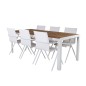 Bois Dining Table 205*90cm - White Alu / Acacia, Alina Dining Chair - Valkoinen alu/valkoinen tekstiili
