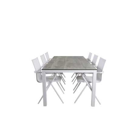 Llama matbord 205 * 100 - vit Aluminium / grå hpl, alina matsal stol - vit Aluminium / vit textilene_6