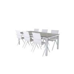 Llama Dining Table 205*100 - White Alu / Grey HPL, Alina Dining Chair - white Alu / White Textilene_6