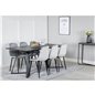 Marina Dining Table - Black top / Black Legs , Polar Diamond Dining Chair - Black Legs - Grey Velvet_6