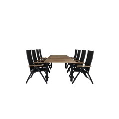 Panama - Table - 224/324*100 - svart Alu/Teak, Panama Light 5-pos Chair Black / Black and teak_8