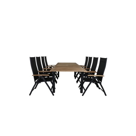 Panama - Table - 224/324*100 - svart Alu/Teak, Panama Light 5-pos Chair Black / Black and teak_8