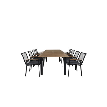 Panama - Bord - 224/324 * 100 - Sort Alu / Teak, Dallas Dining Chair_8