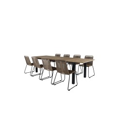 Panama - Table - 224/324*100 - svart Alu/Teak, Lindos Stacking Chair - Black Alu / Latte Rope_8