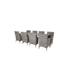 Albany Table - 160/240 - White/GreyMalin Armchair - Grey/Grey_8