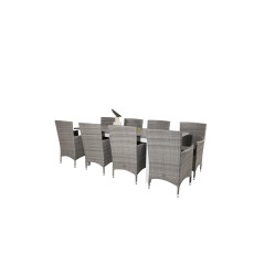 Albany Table - 160/240 - White/GreyMalin Armchair - Grey/Grey_8