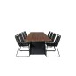 Doory Spisebord - sort stål / akacie plade i teak look - 250 * 100cm, Lindos Stacking Chair - Sort Alu / Sort rep_8
