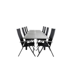 Albany Table - 224/324 - Black/Grey, Albany Light 5-pos - black / Black textilene and grey teak_8