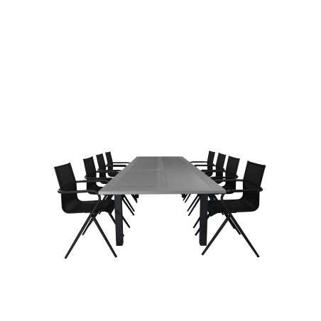 Albany Table - 224/324 - Black/Grey, Alina Dining Chair - Black Alu / Black Textilene_8