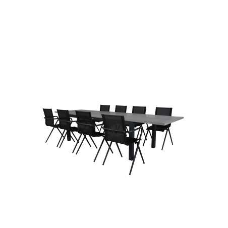 Albany Table - 224/324 Black/Grey, Alina Dining Chair - Black Alu/Black Textilene
