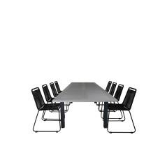 Albany Table - 224/324 - Black/Grey, Lindos Stacking Chair - Black Alu / Black Rope_8