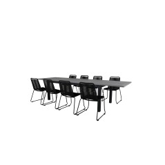 Albany Table - 224/324 - Black/Grey, Lindos Stacking Chair - Black Alu / Black Rope_8