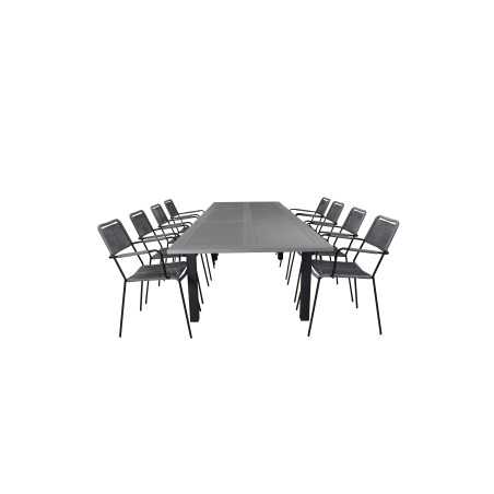 Albany Table - 224/324 - Black/Grey, Lindos Armchair - Black Alu / Grey Rope_8
