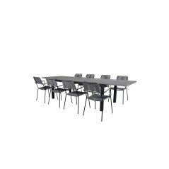 Albany Table - 224/324 - Black/Grey, Lindos Armchair - Black Alu / Grey Rope_8