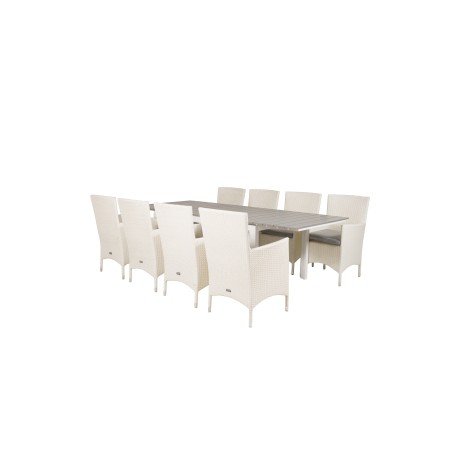 Level table 160/240 - Hvid / GråMalin Lænestol med hynde - Hvid / grå hynde_8