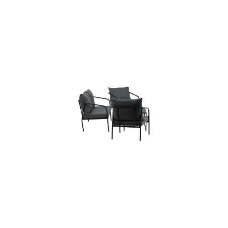 Sopot - Sofa Set- Black / Grey - Aluminium -