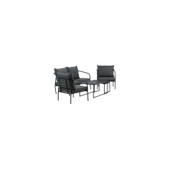 Sopot - Sofa Set- Black / Grey - Aluminium -