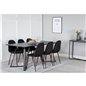 Marina Dining Table - Black top / Black Legs , Polar Dining Chair - Walnut Legs - Black Fabric_6