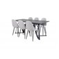 Marina Dining Table - Black top / Black Legs , Polar Dining Chair - Black Legs - Light Grey Fabric_6