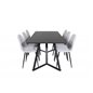 Marina Dining Table - Black top / Black Legs , Polar Dining Chair - Black Legs - Light Grey Fabric_6