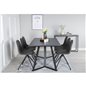 Marina Dining Table - Black top / Black Legs , Polar Dining Chair with Spin function - black Legs - Black PU - Black Stitches_6