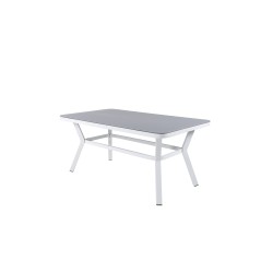 Virya Dining Table - White Alu / Grey Glass