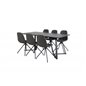 Marina Dining Table - Black top / Black Legs , Polar Dining Chair with Spin function - black Legs - Black PU - Black Stitches_6