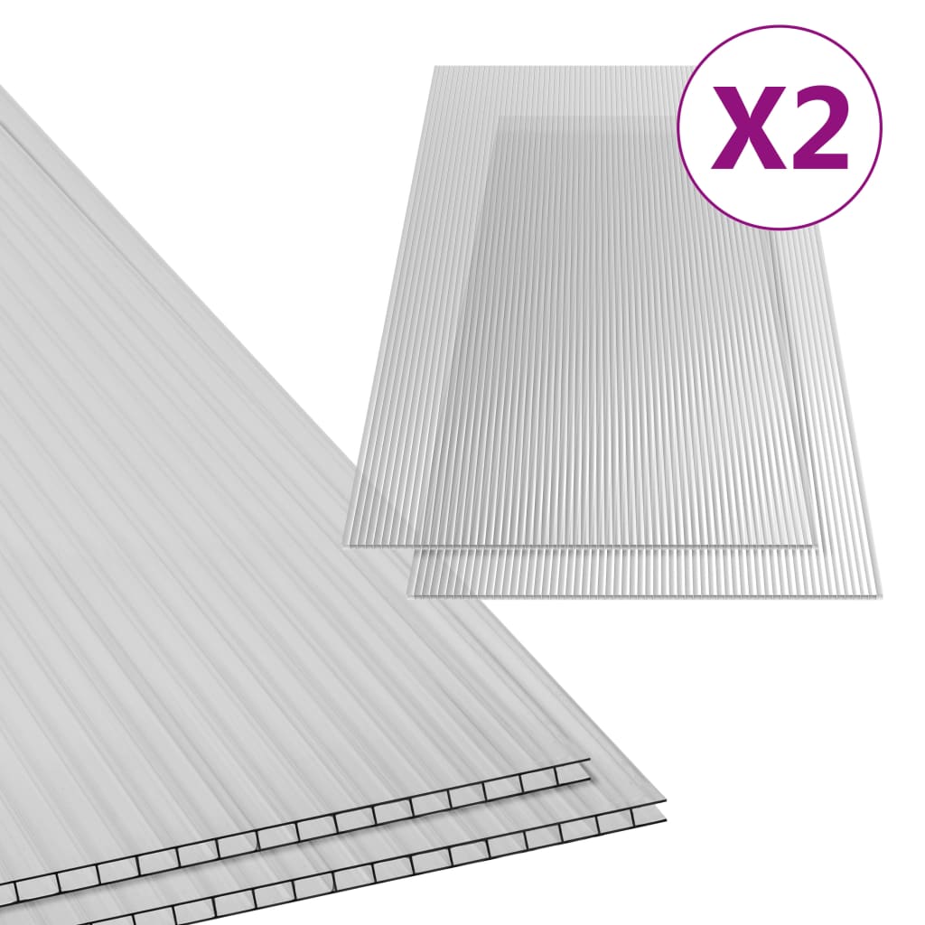 vidaXL Polykarbonatark 2 st 4,5 mm 150x65 cm