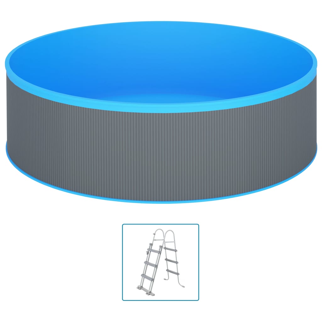vidaXL Plaskpool med 4-stegs stege 350x90 cm grå
