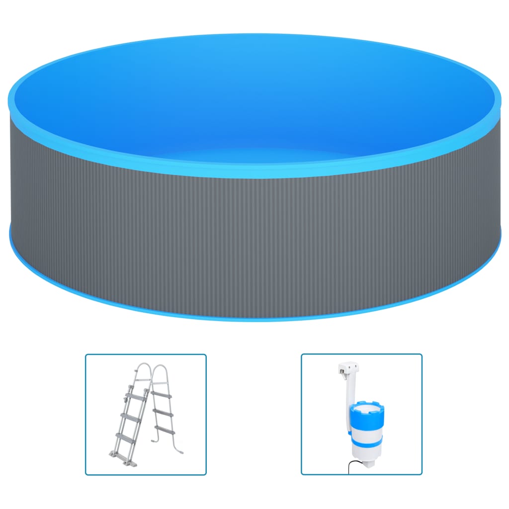 vidaXL Plaskpool med stege och pump 350x90 cm grå