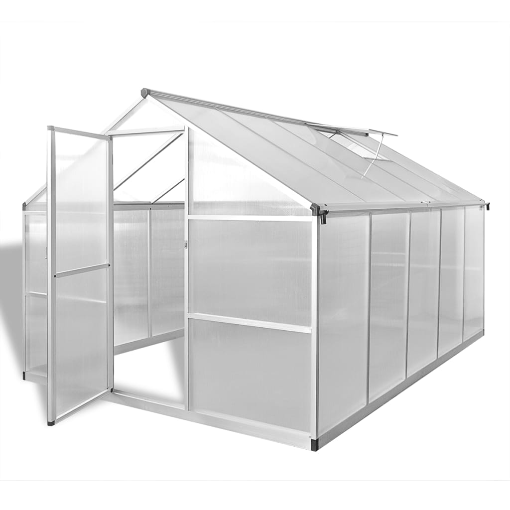 Växthus i förstärkt aluminium med basram 7,55 m²