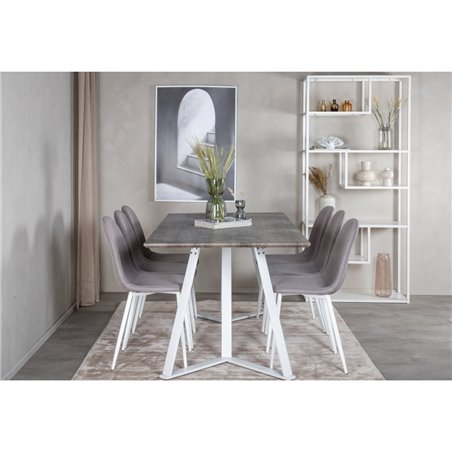 Marina Dining Table - Grey "oak" / White Legs , Polar Dining Chair - Grey / White_6