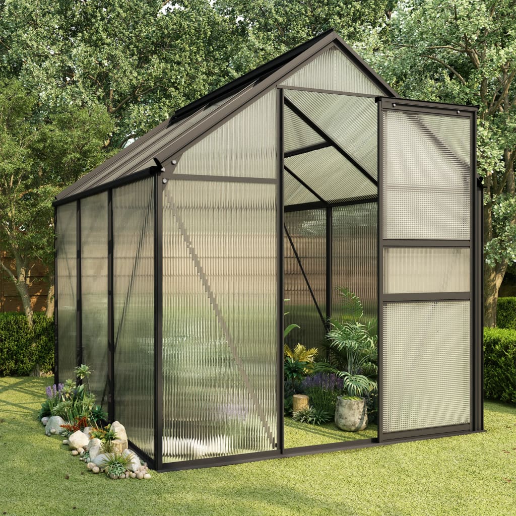 Växthus antracit aluminium 3,61 m²