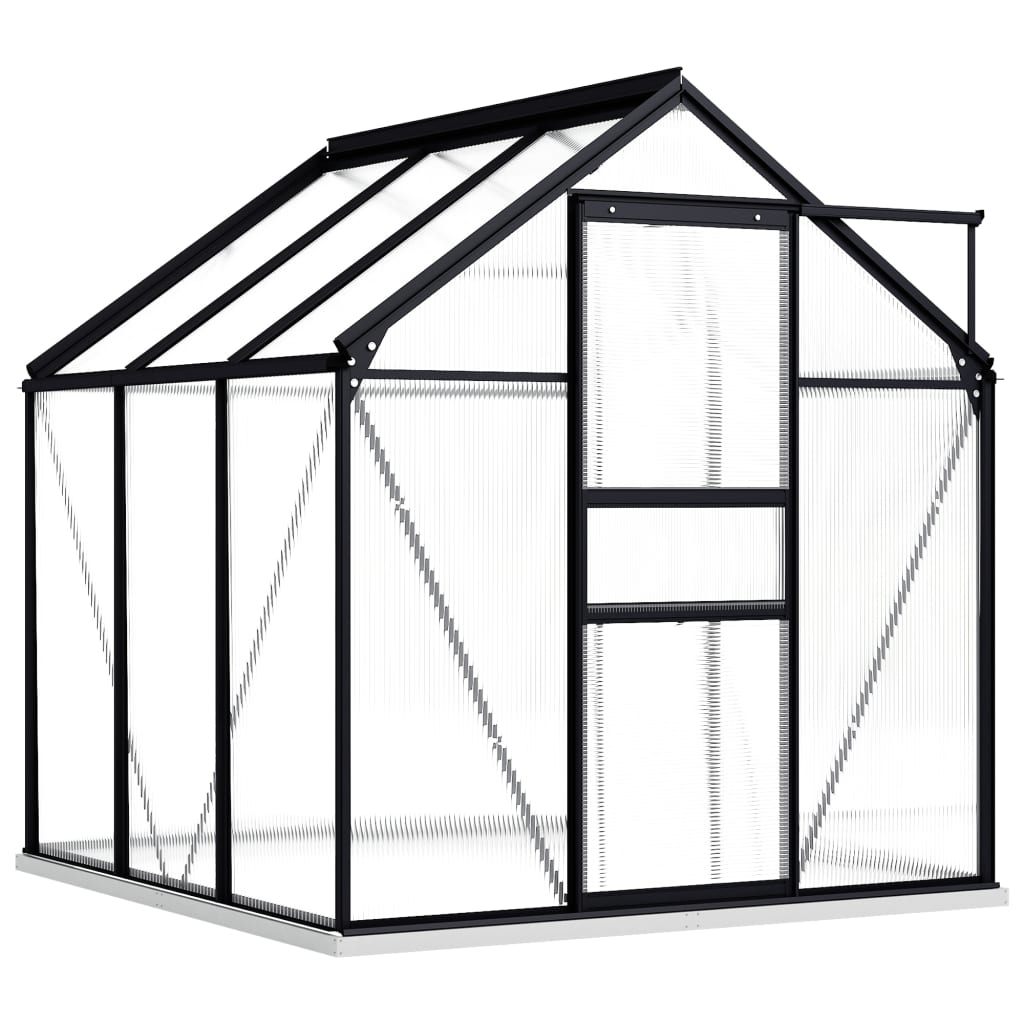 Växthus med basram antracit aluminium 3,61 m²
