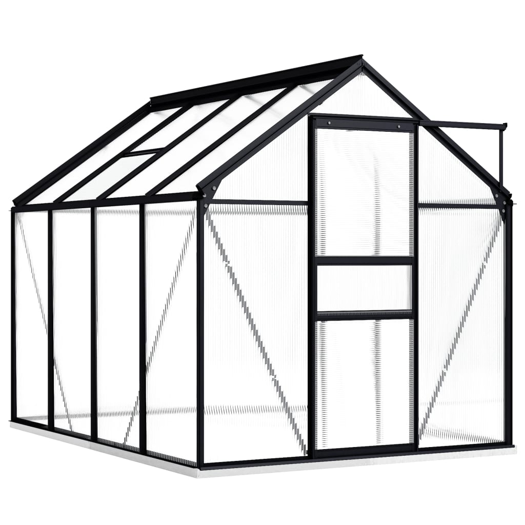Växthus med basram antracit aluminium 4,75 m²