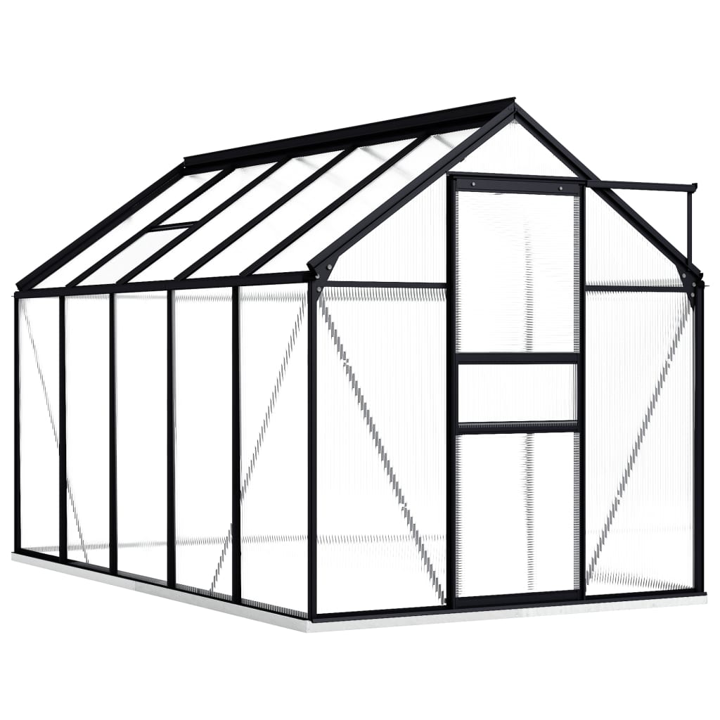 Växthus med basram antracit aluminium 5,89 m²
