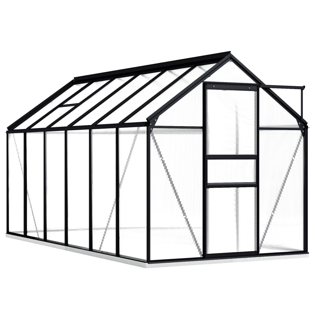 Växthus med basram antracit aluminium 7,03 m²