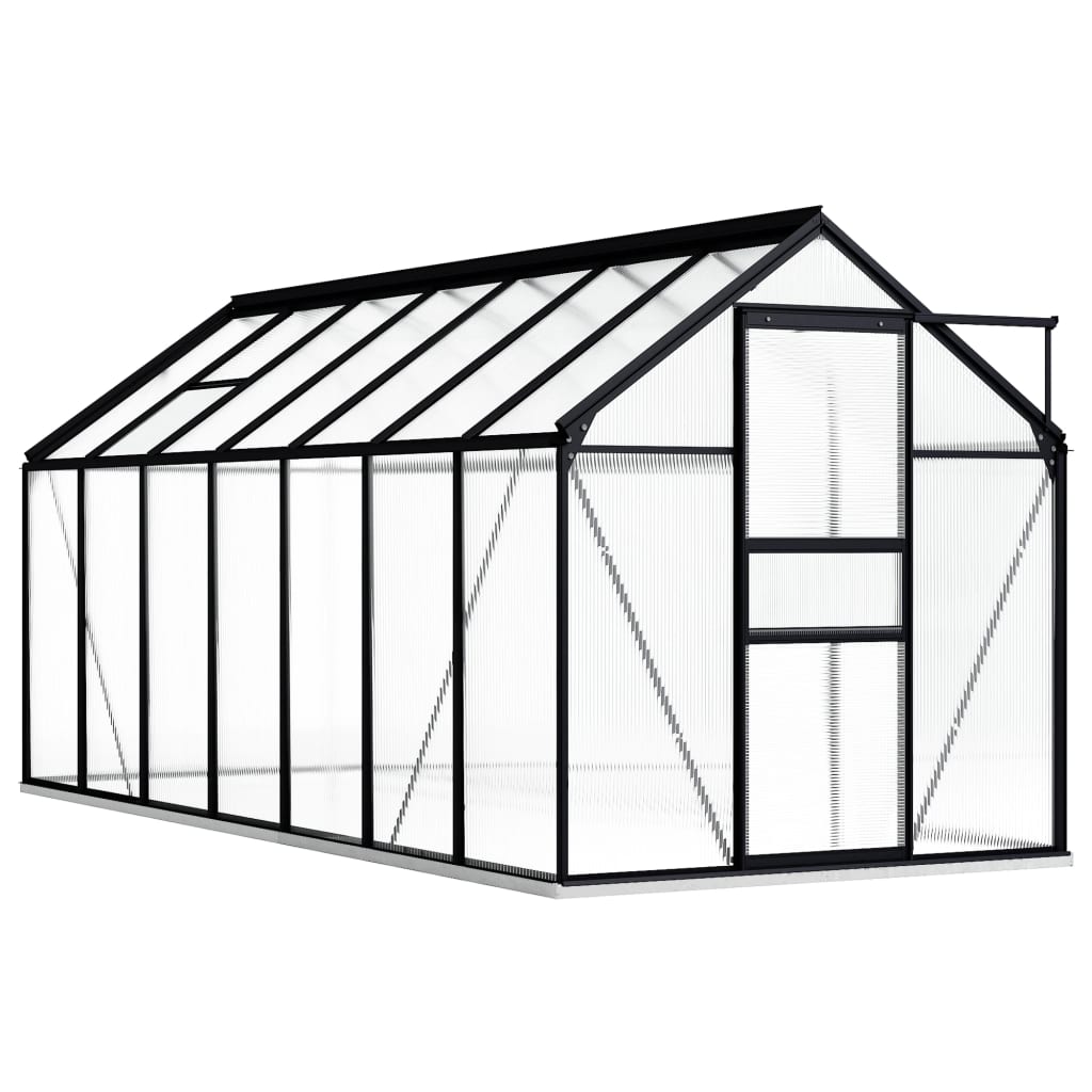 Växthus med basram antracit aluminium 8,17 m²