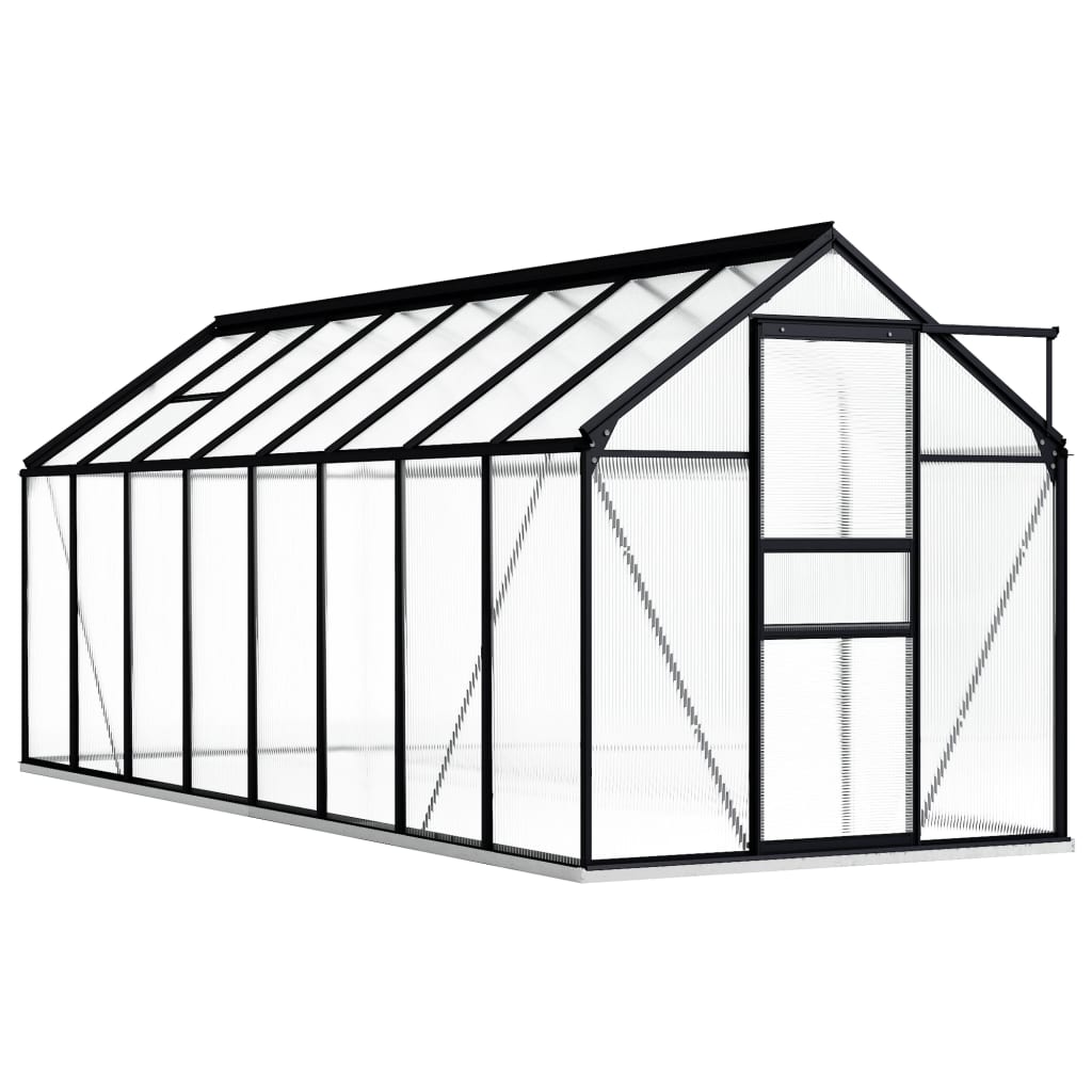 Växthus med basram antracit aluminium 9,31 m²