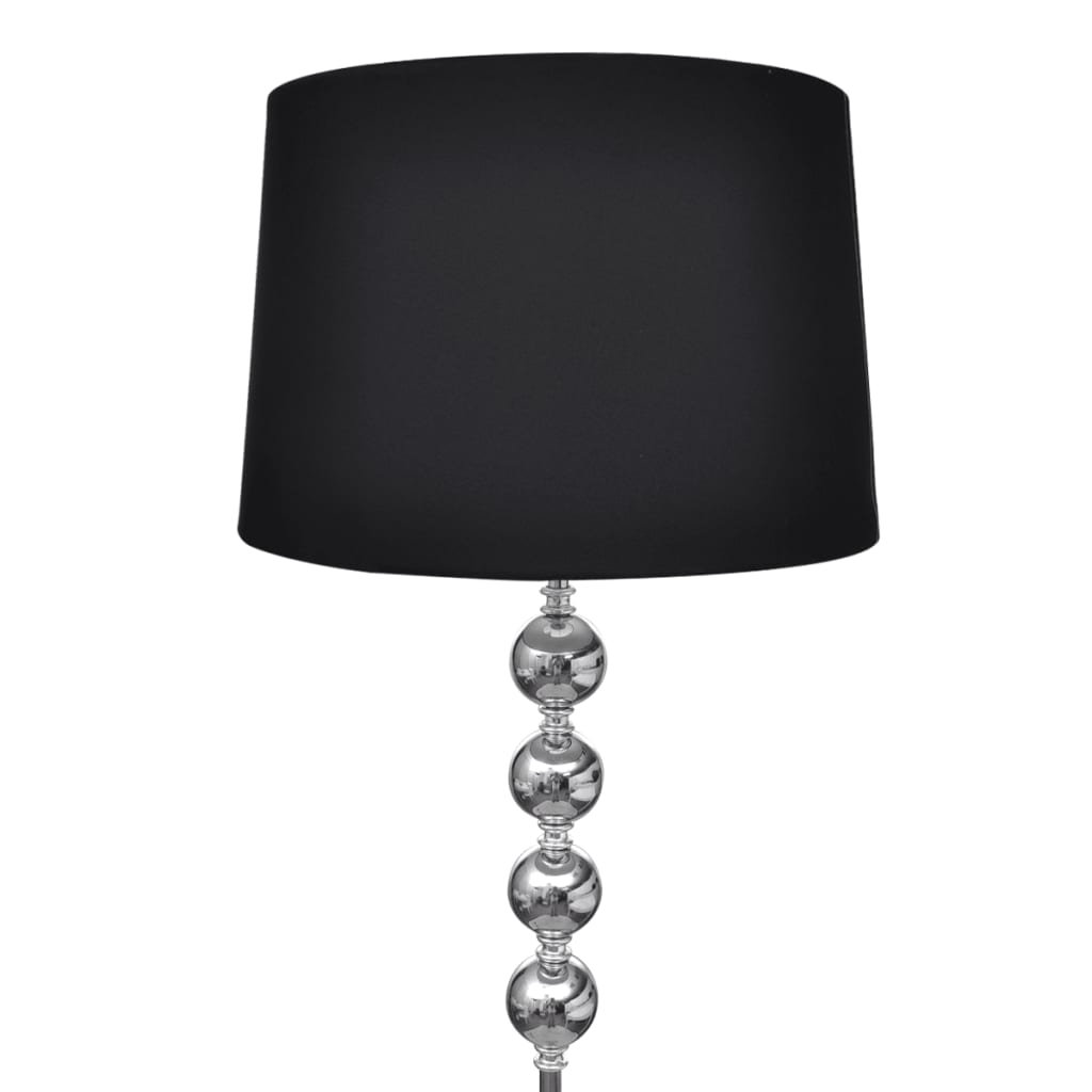 vidaXL Golvlampa med högt stativ och lampskärm svart