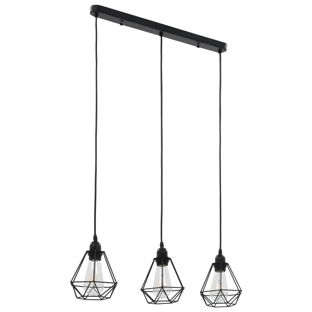 vidaXL Taklampa med diamantdesign svart 3 x E27-lampa