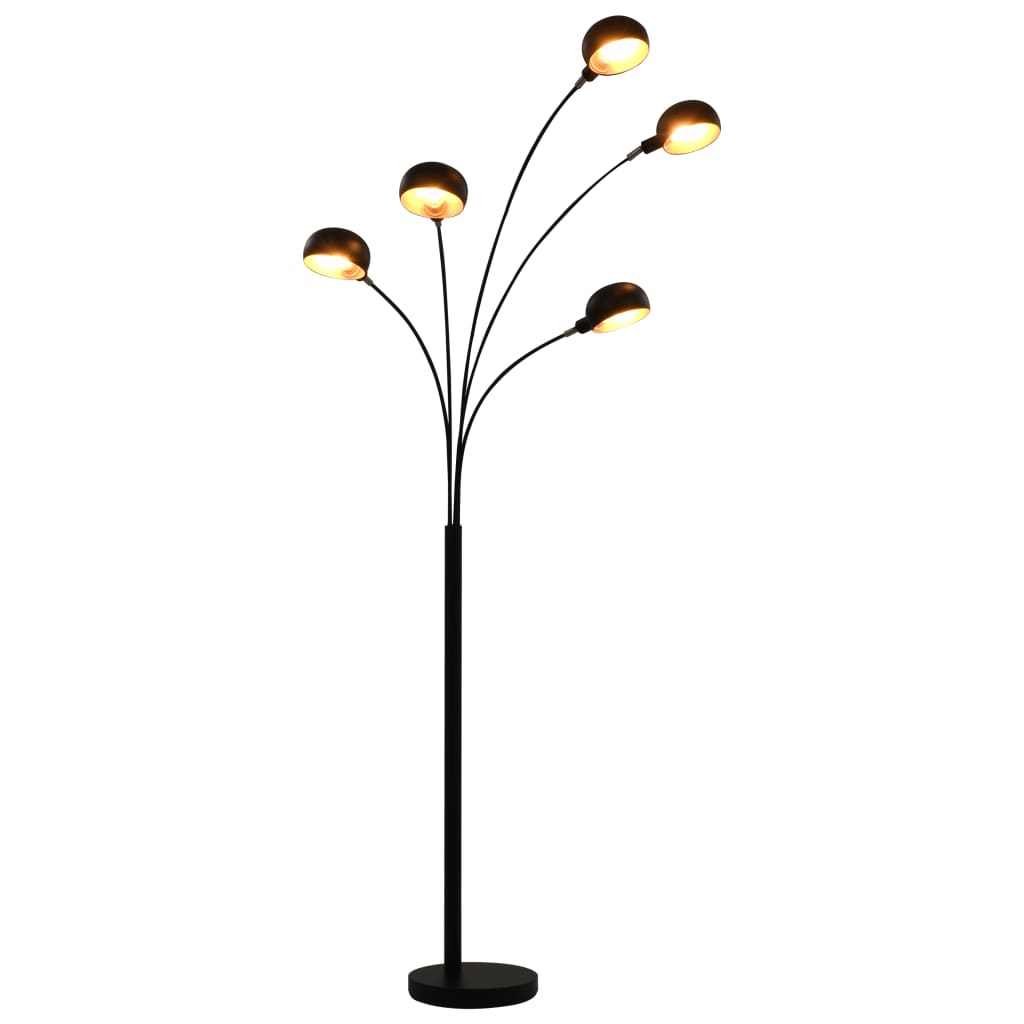 vidaXL Golvlampa 200 cm 5 x E14 svart och guld