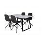 Estelle Dining Table 140*90 - White / Black, Polar Dining Chair with Spin function - black Legs - Black PU - Black Stitches_4